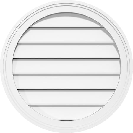 Ekena Millwork Round Surface Mount PVC Gable Vent: Functional, w/ 2"W x 1-1/2"P Brickmould Frame, 20"W x 20"H GVPRO20X2002SF
